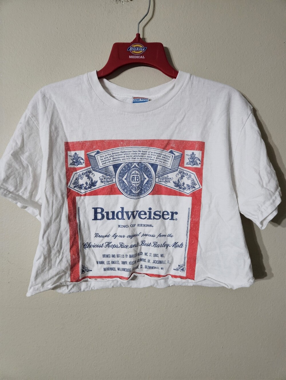 Junk Food Budweiser Cropped Tshirt Small